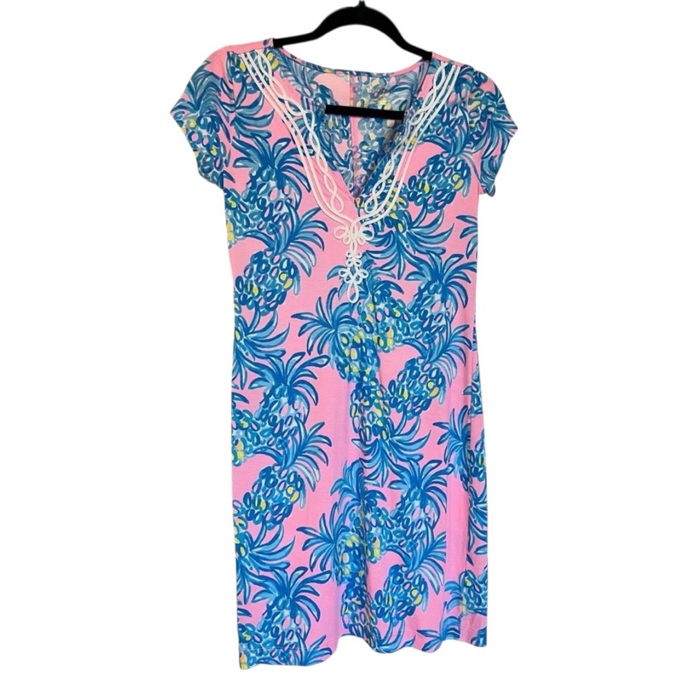 Lilly Pulitzer Brewster Dress In Pelican Pink Pineapple Print Mini Pima Cotton